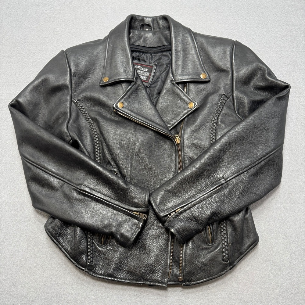 Taureau Maitre Leather Jacket Womens M Black Quilted Lined Biker Asymmetrical